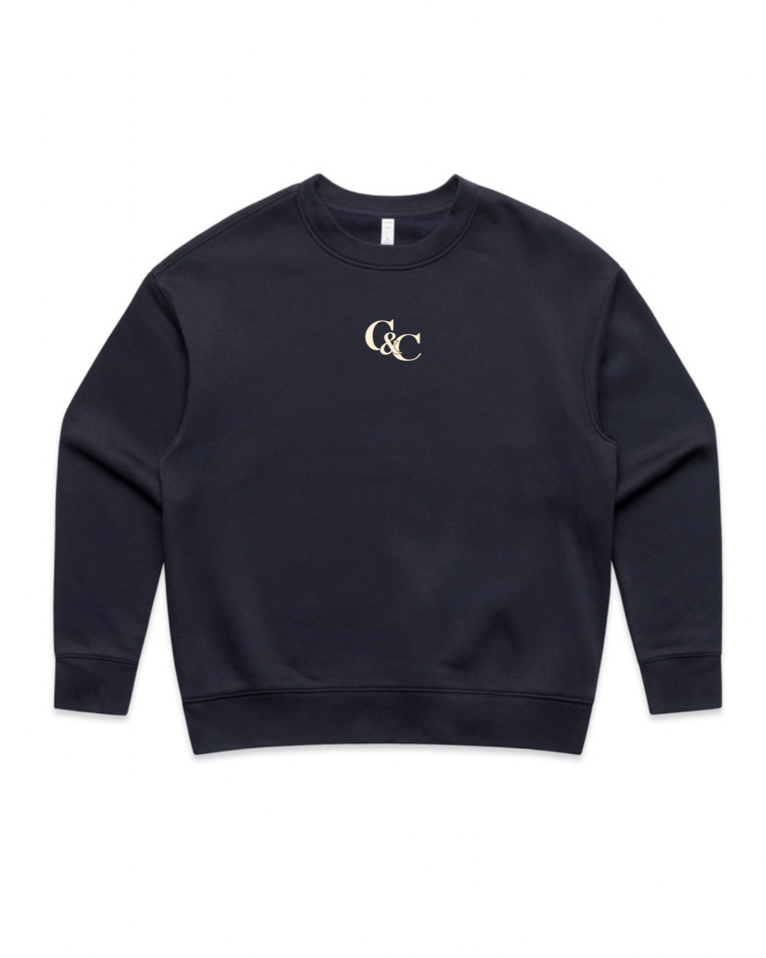 Navy Tennis Club Crew with cream C&C front monogram