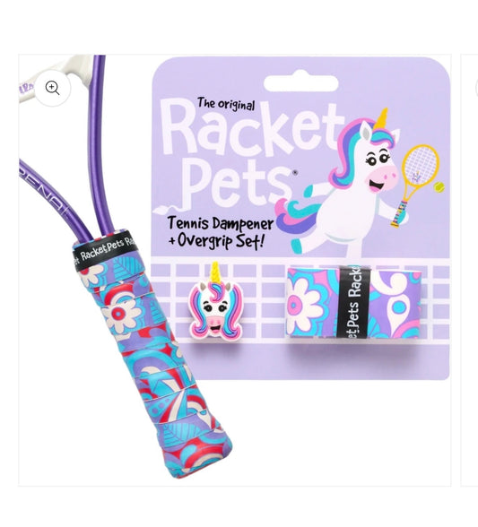 Racket Pets Unicorn Tennis Dampener and Overgrip Set